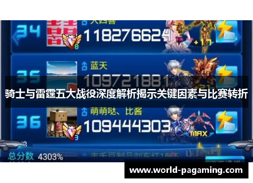 骑士与雷霆五大战役深度解析揭示关键因素与比赛转折