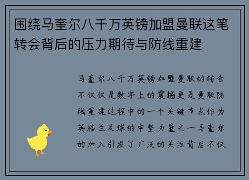 围绕马奎尔八千万英镑加盟曼联这笔转会背后的压力期待与防线重建